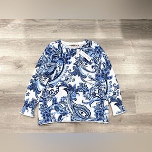 Q99 NWT Soft Surroundings Marin 100% Cotton Relaxed Sweater Blue Women S